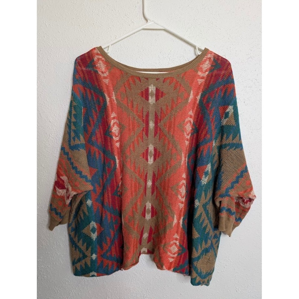 Denim & Supply Ralph Lauren Womens Aztec Knit Poncho Sweater M Southwest Boho